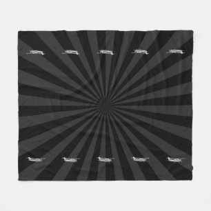 Aircraft Cessna Silhouette Flying Black Sunburst Fleece Blanket