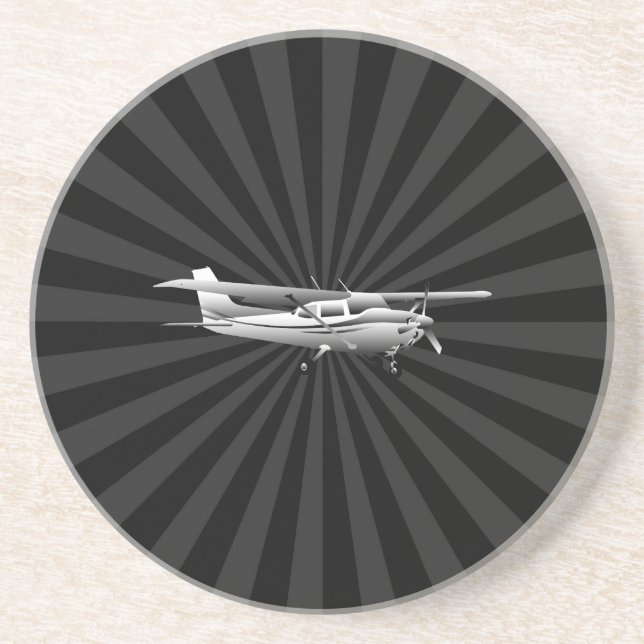 Aircraft Cessna Silhouette Flying Sunburst Decor Coaster (Front)