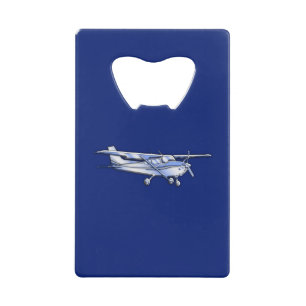 Aircraft Chrome Cessna Silhouette Flying on Blue