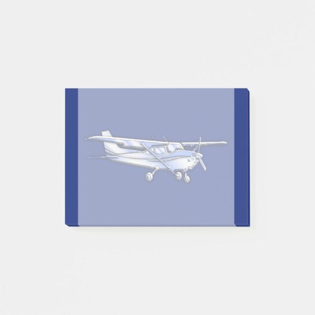 Aircraft  Chrome Cessna Silhouette Flying on Blue Post-it Notes (Front)