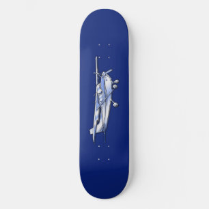 Aircraft  Chrome Cessna Silhouette Flying on Blue Skateboard