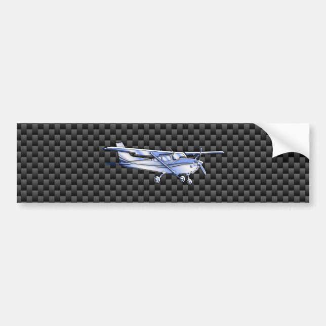 Aircraft Chrome Like Cessna Black Carbon Fibre Bumper Sticker (Front)