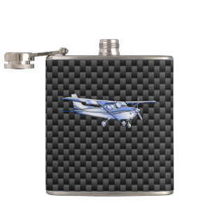 Aircraft Chrome Like Cessna Black Carbon Fibre Hip Flask