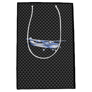 Aircraft Chrome Like Cessna Black Carbon Fibre Medium Gift Bag