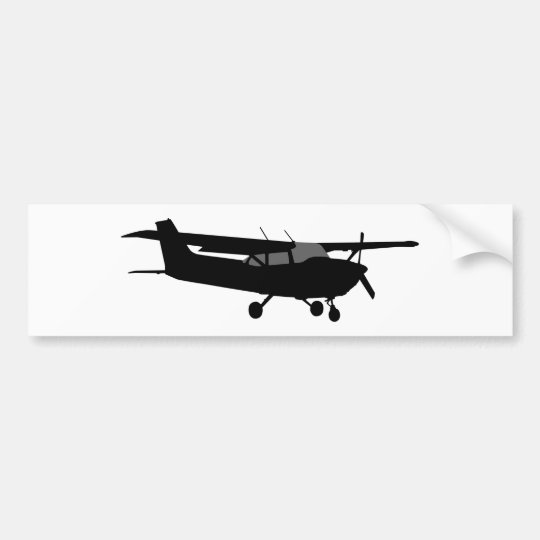 Aircraft Classic Cessna Black Silhouette Flying Bumper Sticker.