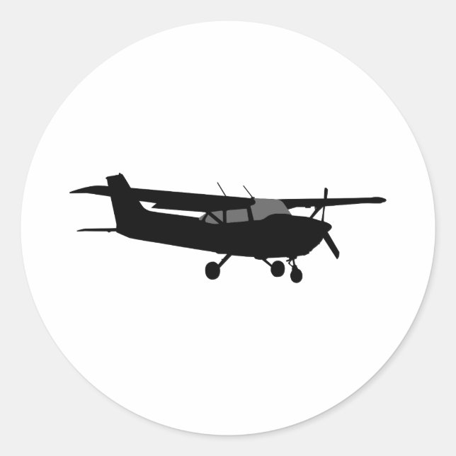 Aircraft Classic Cessna Black Silhouette Flying Classic Round Sticker (Front)