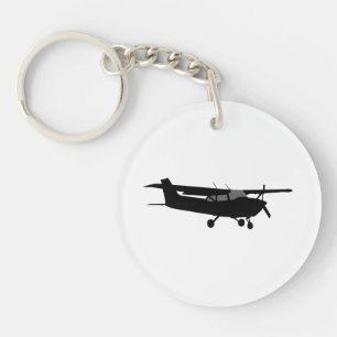 Aircraft Classic Cessna Black Silhouette Flying Key Ring