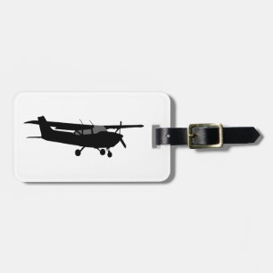 Aircraft Classic Cessna Black Silhouette Flying Luggage Tag