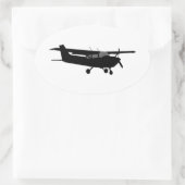 Aircraft Classic Cessna Black Silhouette Flying Oval Sticker (Bag)