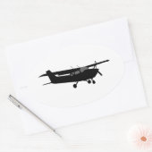 Aircraft Classic Cessna Black Silhouette Flying Oval Sticker (Envelope)