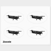 Aircraft Classic Cessna Black Silhouette Flying Oval Sticker (Sheet)