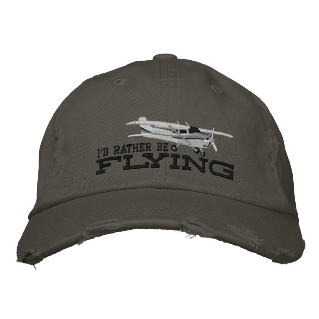 Aircraft Classic Cessna I'd Rather Be Flying Embroidered Hat (Front)