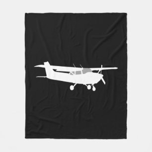Aircraft Classic Cessna Silhouette Flying Decor Fleece Blanket