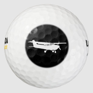 Aircraft Classic Cessna Silhouette Flying on Black Golf Balls
