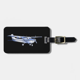 Aircraft Classic Cessna Silhouette Flying on Black Luggage Tag