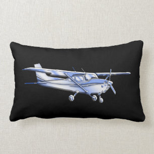 Aircraft Classic Cessna Silhouette Flying on Black Lumbar Cushion