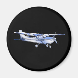 Aircraft Classic Cessna Silhouette Flying on Black Magnet