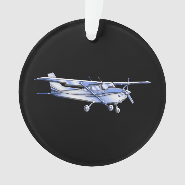 Aircraft Classic Cessna Silhouette Flying on Black Ornament (Front)