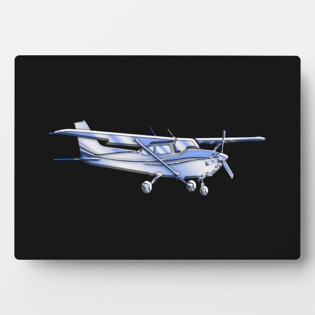 Aircraft Classic Cessna Silhouette Flying on Black Plaque (Front)