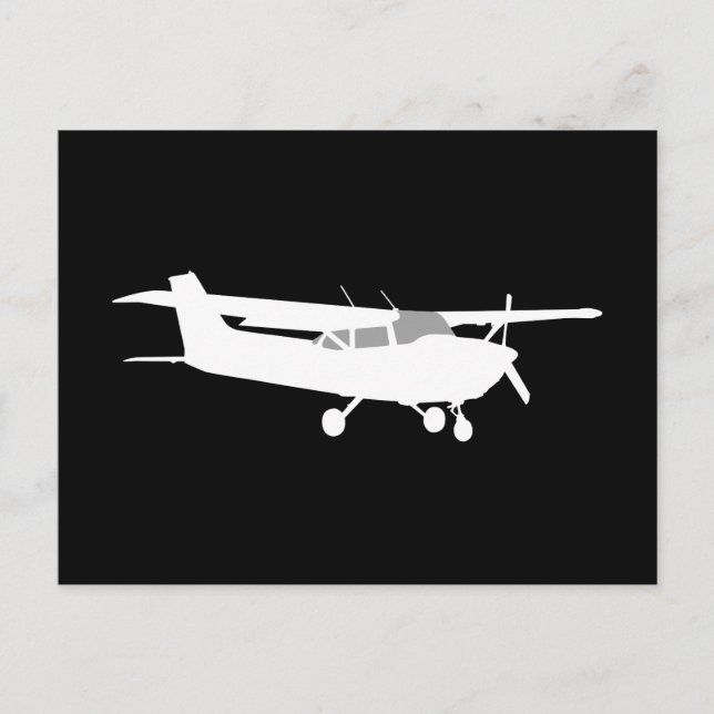 Aircraft Classic Cessna Silhouette Flying on Black Postcard (Front)