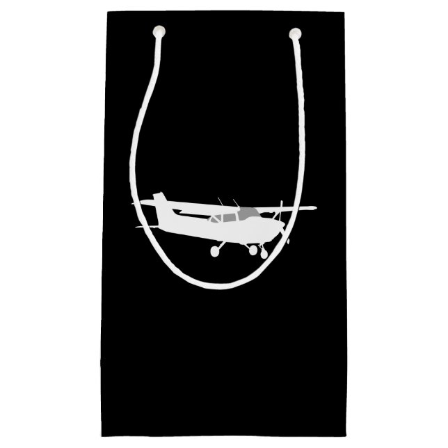 Aircraft Classic Cessna Silhouette Flying on Black Small Gift Bag (Front)