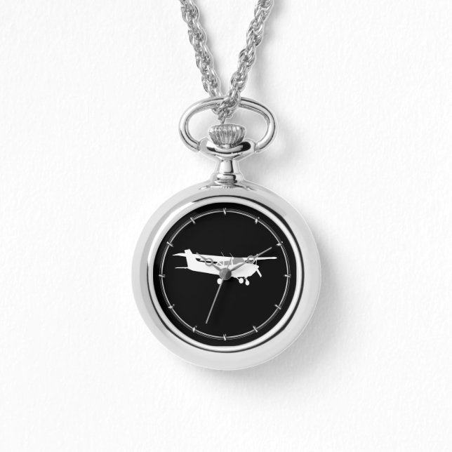 Aircraft Classic Cessna Silhouette Flying on Black Watch (Front)