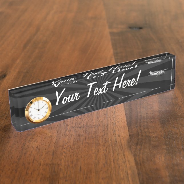 Aircraft Classic Cessna Silhouette Flying Sunburst Nameplate (Side)