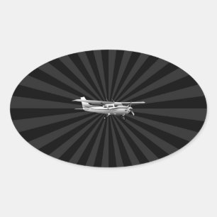 Aircraft Classic Cessna Silhouette Sunburst Oval Sticker