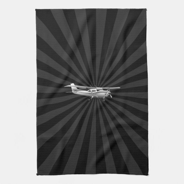 Aircraft Classic Cessna Silhouette Sunburst Tea Towel (Vertical)