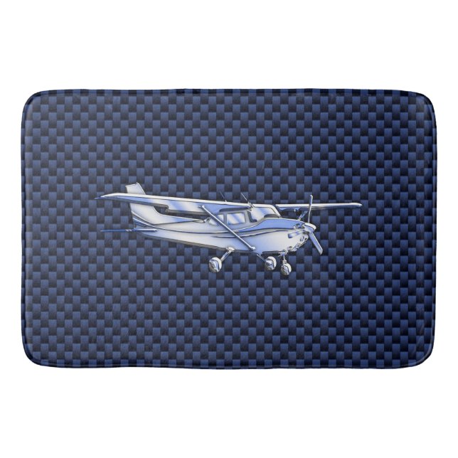 Aircraft Classic Chrome Cessna Flying Carbon Fibre Bath Mat (Front)