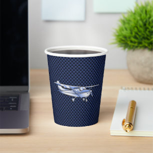 Aircraft Classic Chrome Cessna Flying Carbon Fibre Paper Cups