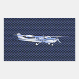 Aircraft Classic Chrome Cessna Flying Carbon Fibre Rectangular Sticker