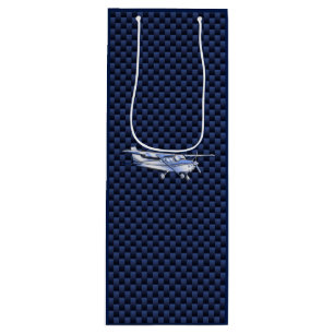Aircraft Classic Chrome Cessna Flying Carbon Fibre Wine Gift Bag