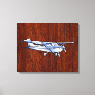 Aircraft Classic Chrome Cessna Flying Mahogany Canvas Print
