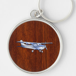 Aircraft Classic Chrome Cessna Flying Mahogany Key Ring