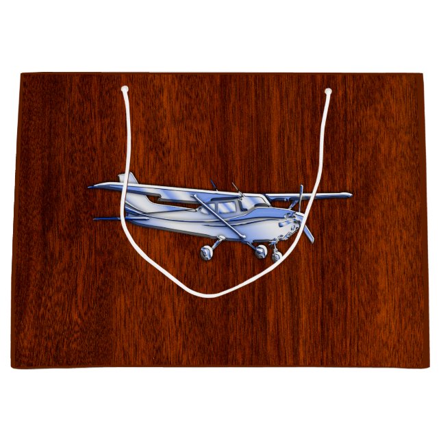 Aircraft Classic Chrome Cessna Flying Mahogany Large Gift Bag (Front)