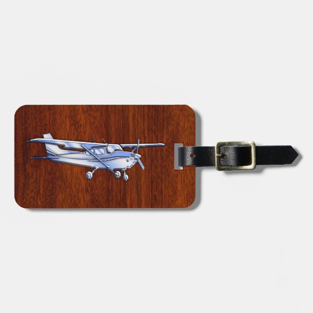 Aircraft Classic Chrome Cessna Flying Mahogany Luggage Tag (Front Horizontal)
