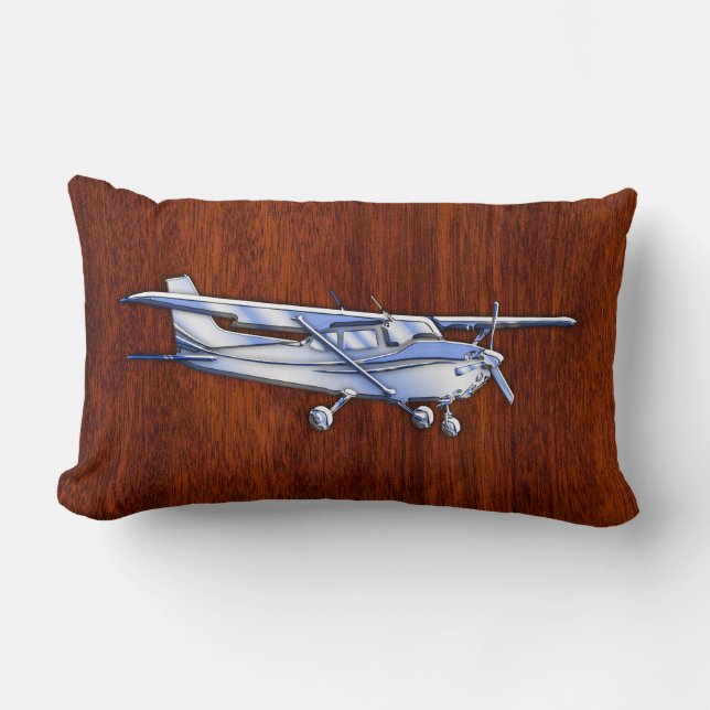 Aircraft Classic Chrome Cessna Flying Mahogany Lumbar Cushion (Front)