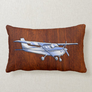 Aircraft Classic Chrome Cessna Flying Mahogany Lumbar Cushion
