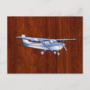 Aircraft Classic Chrome Cessna Flying Mahogany Postcard