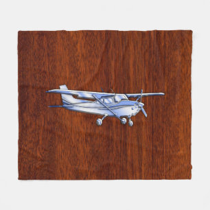 Aircraft Classic Chrome Like Cessna on Mahogany Fleece Blanket