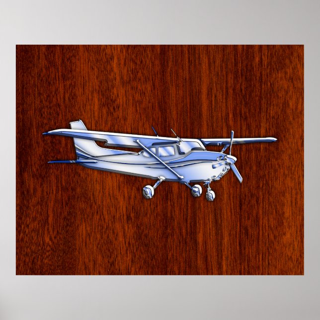 Aircraft Classic Chrome Like Cessna on Mahogany Poster (Front)