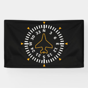 Aircraft Compass Flight Instrument Banner