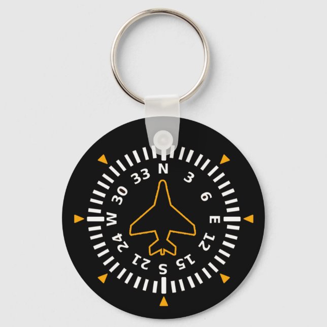 Aircraft Compass Flight Instrument Key Ring (Front)