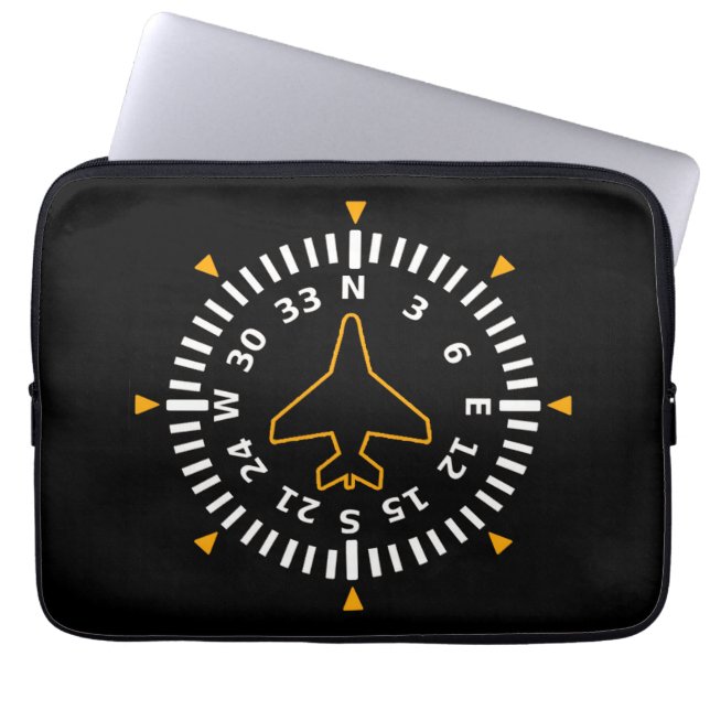 Aircraft Compass Flight Instrument Laptop Sleeve (Front)