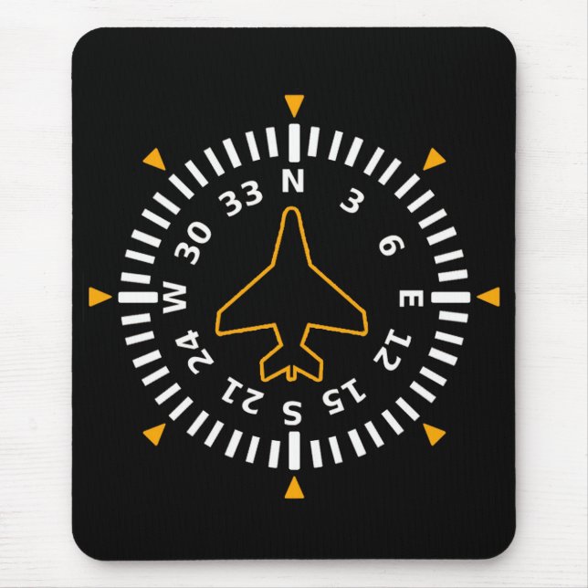 Aircraft Compass Flight Instrument Mouse Mat (Front)