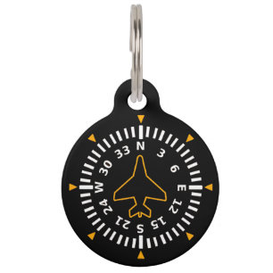 Aircraft Compass Flight Instrument Pet Tag