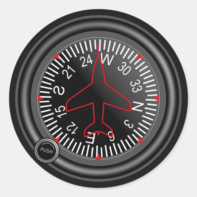 Aircraft Heading Indicator Classic Round Sticker (Front)
