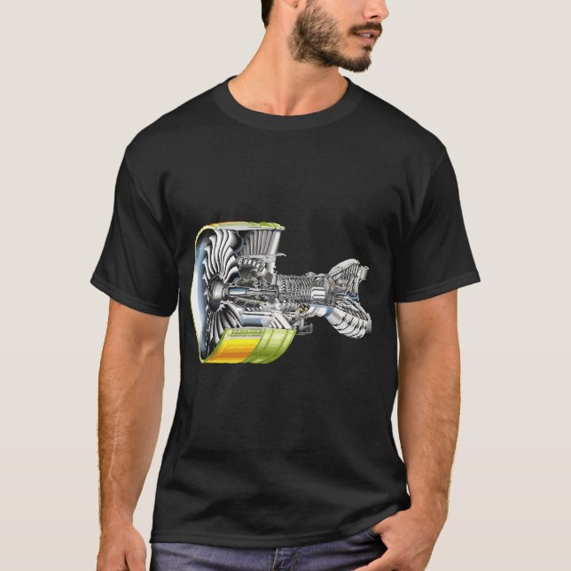 Aircraft Jet Engine Realistic Aeroplane Pilot Love T-Shirt (Front)