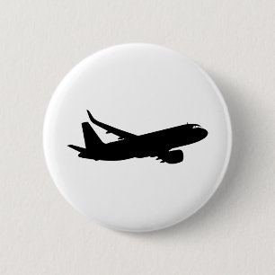 Aircraft Jet Liner Black Silhouette to customise 6 Cm Round Badge